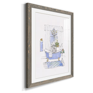 Sketchy Bath I - Premium Framed Print - Distressed Barnwood Frame - Ready to Hang