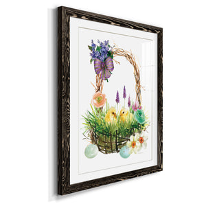 Spring Chick Basket - Barnwood Framed Art Print