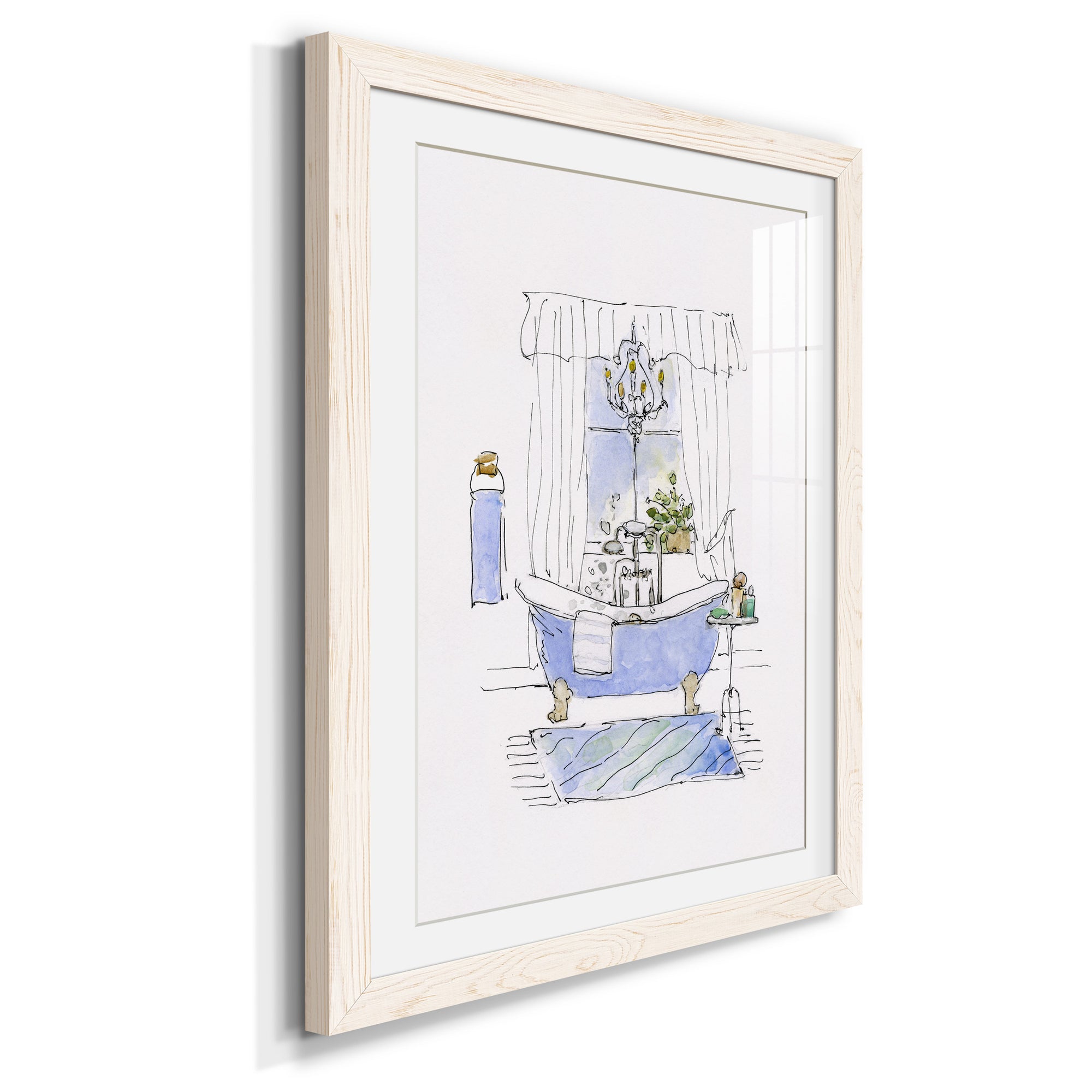 Sketchy Bath I - Premium Framed Print - Distressed Barnwood Frame - Ready to Hang