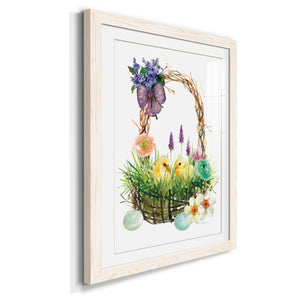 Spring Chick Basket - Barnwood Framed Art Print