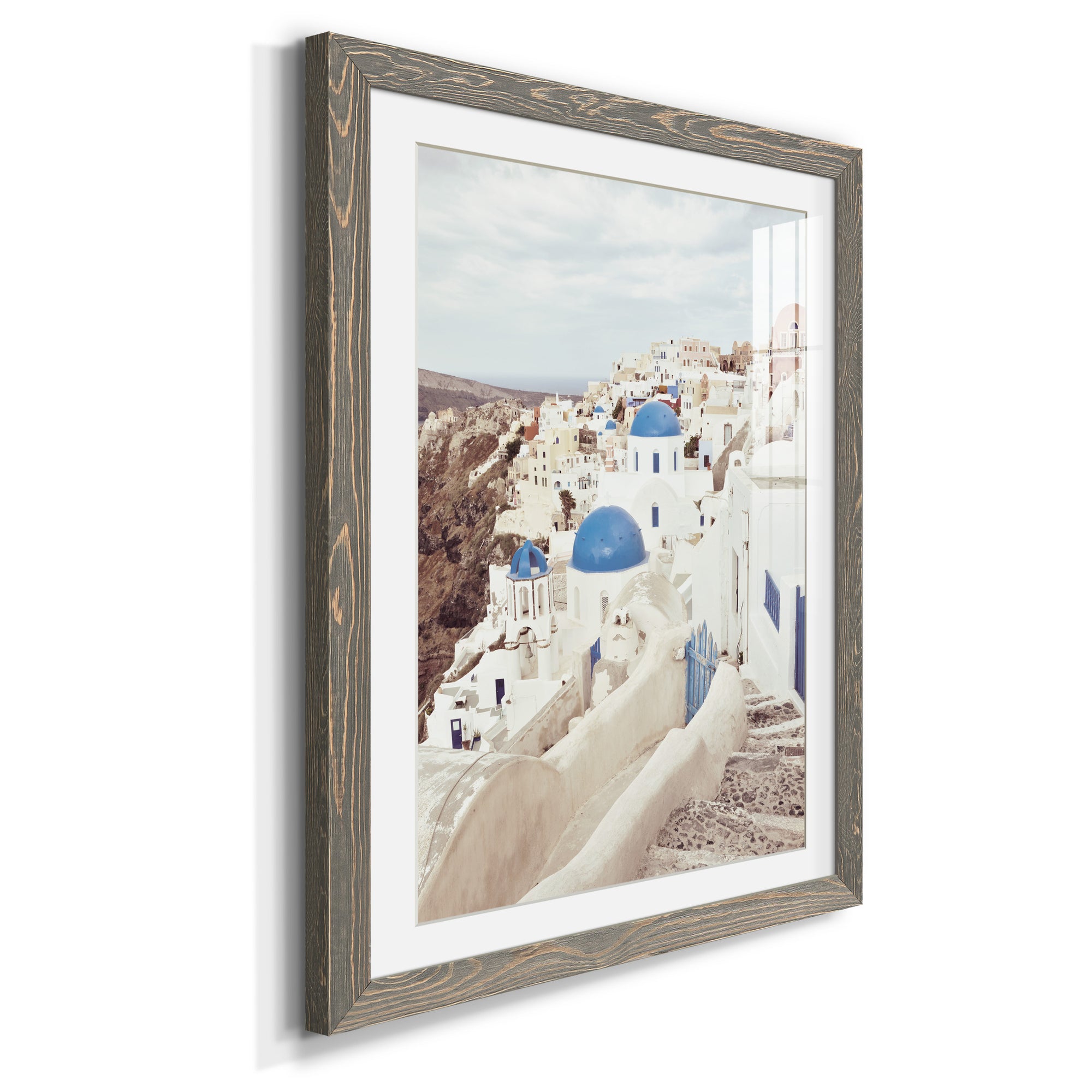 Santorini - Premium Framed Print - Distressed Barnwood Frame - Ready to Hang