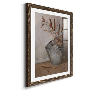 Berries & Cat Tails - Premium Framed Print - Distressed Barnwood Frame - Ready to Hang