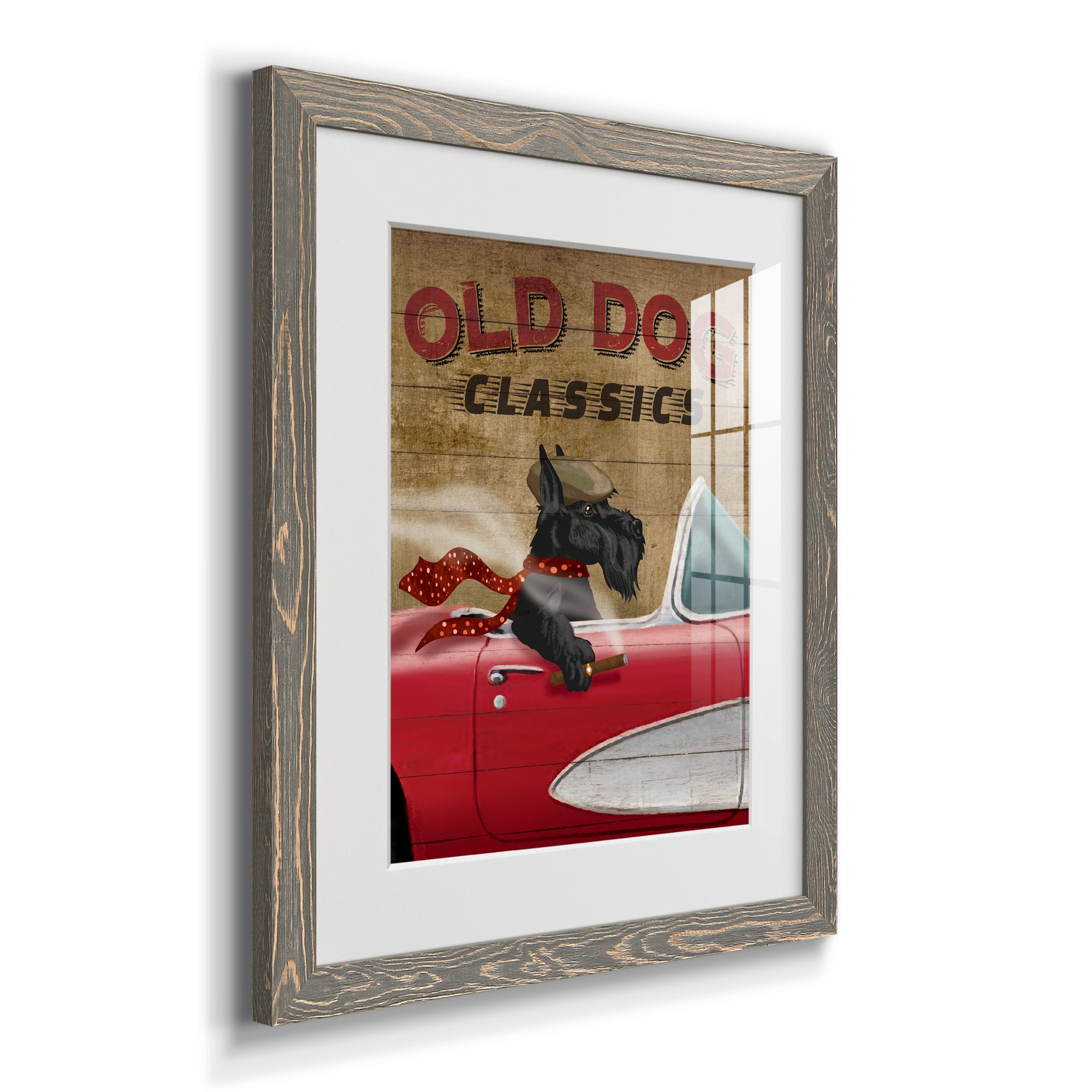 Old Dog Classics - Premium Framed Print - Distressed Barnwood Frame - Ready to Hang