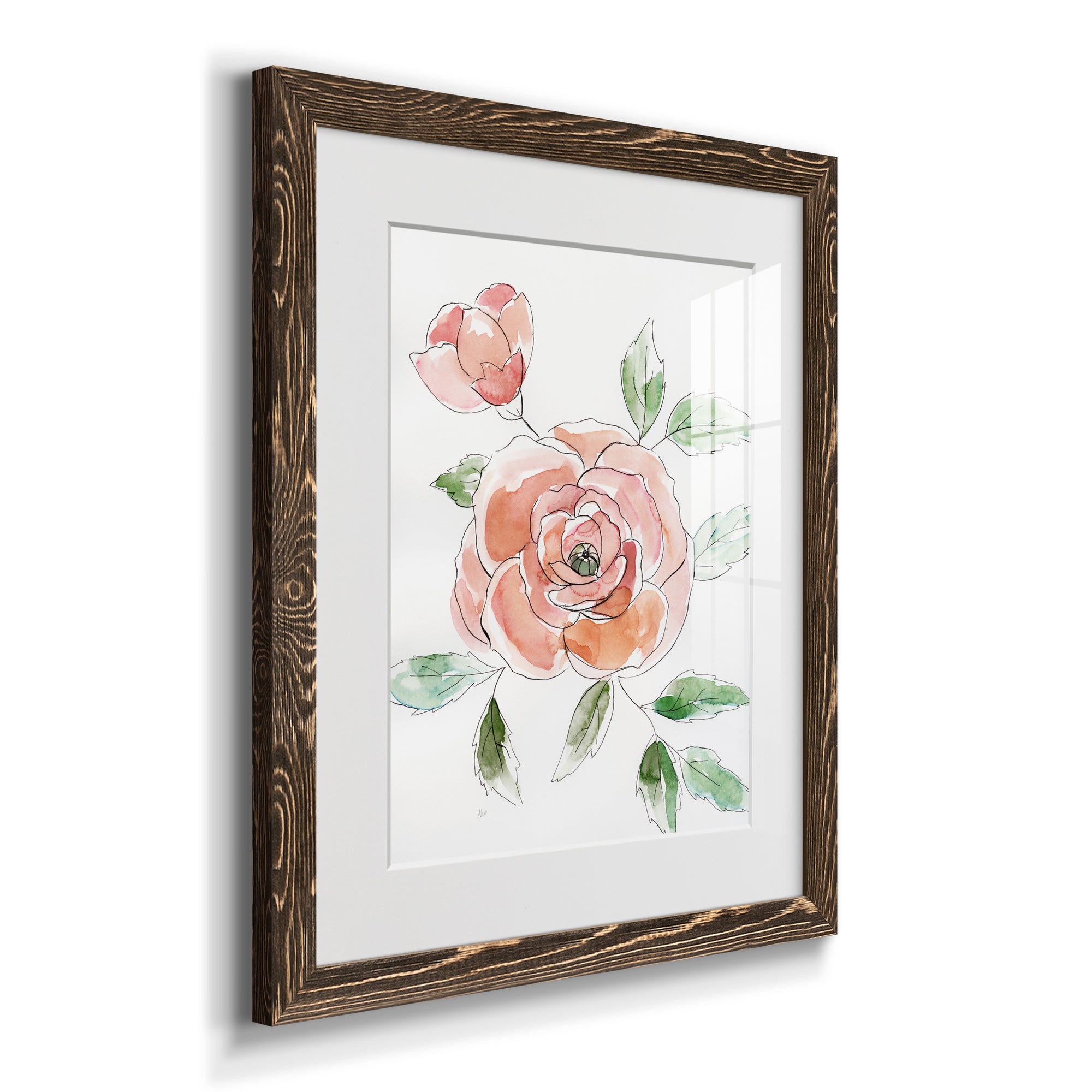 Rose Contour - Premium Framed Print - Distressed Barnwood Frame - Ready to Hang