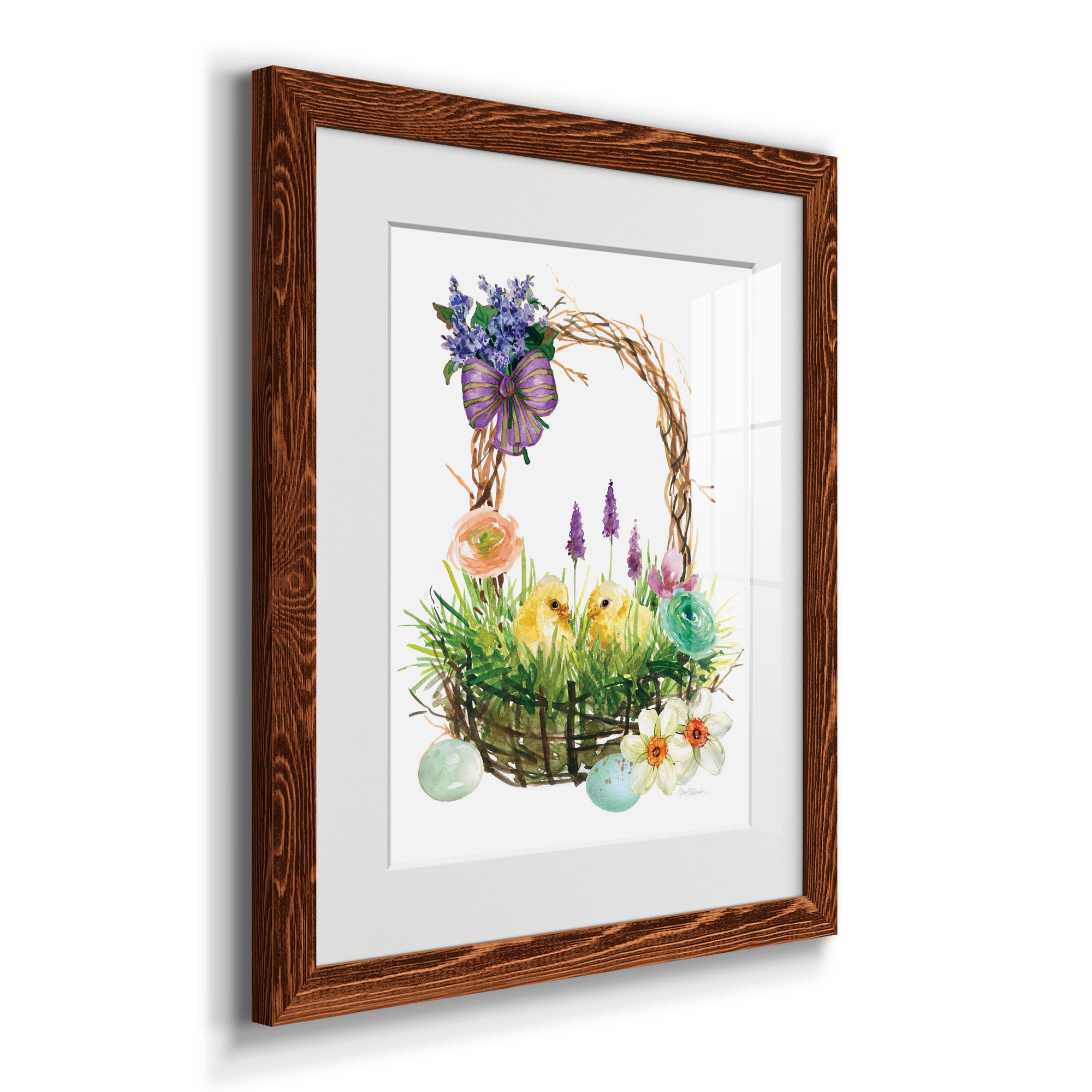 Spring Chick Basket - Barnwood Framed Art Print
