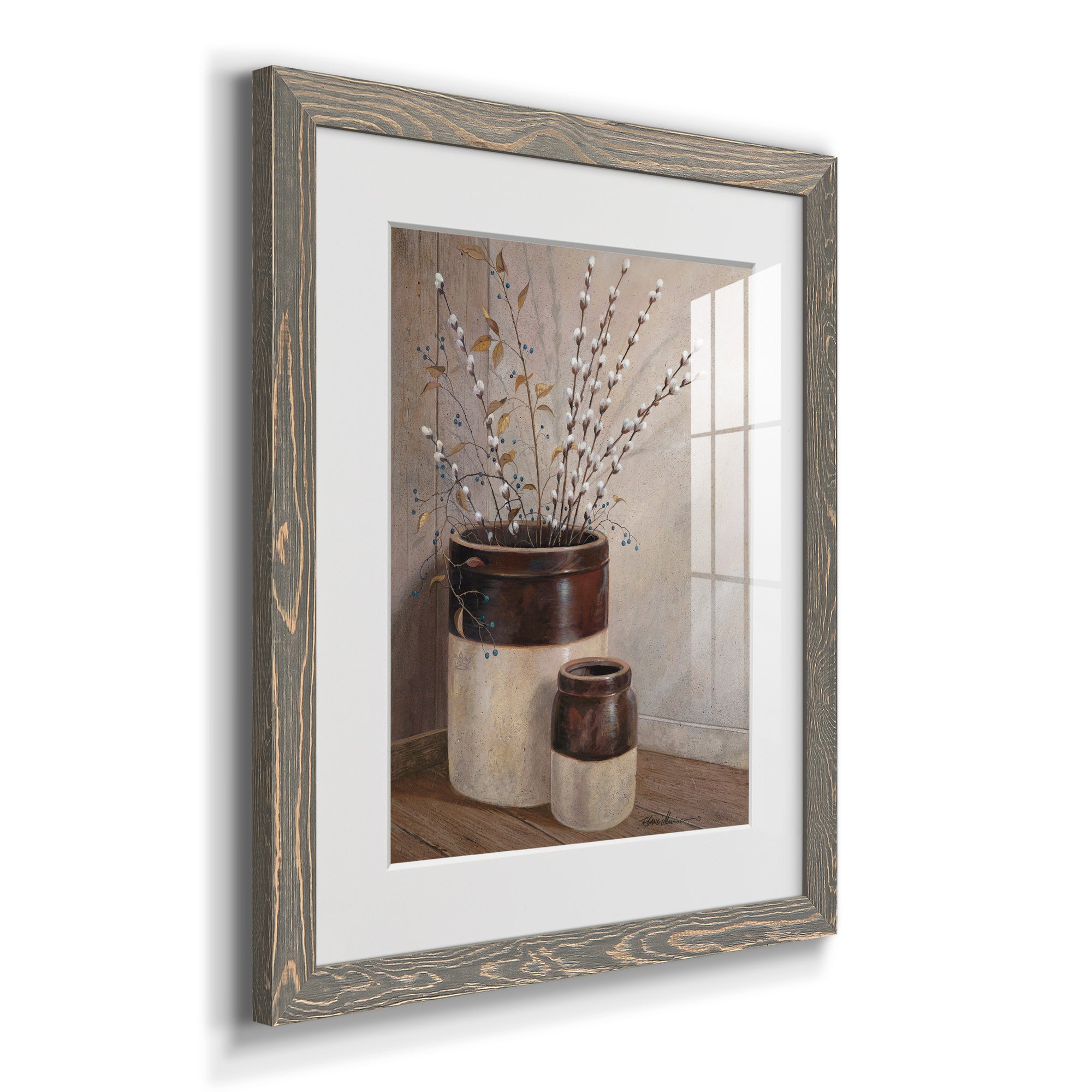 Pussywillows & Spring - Barnwood Framed Art Print