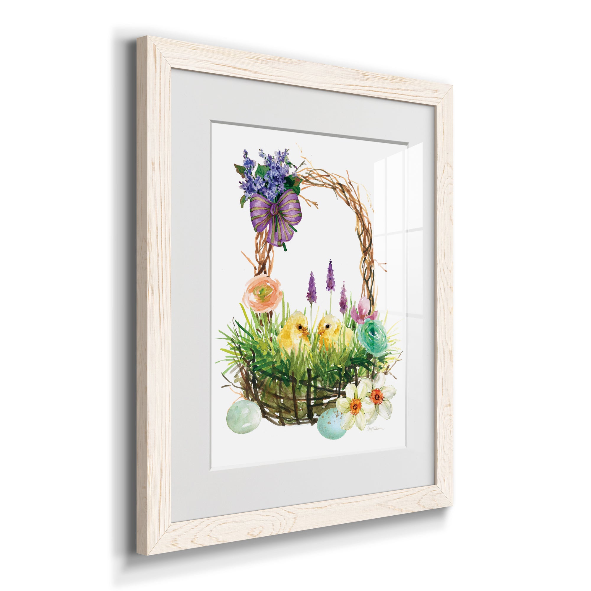 Spring Chick Basket - Barnwood Framed Art Print