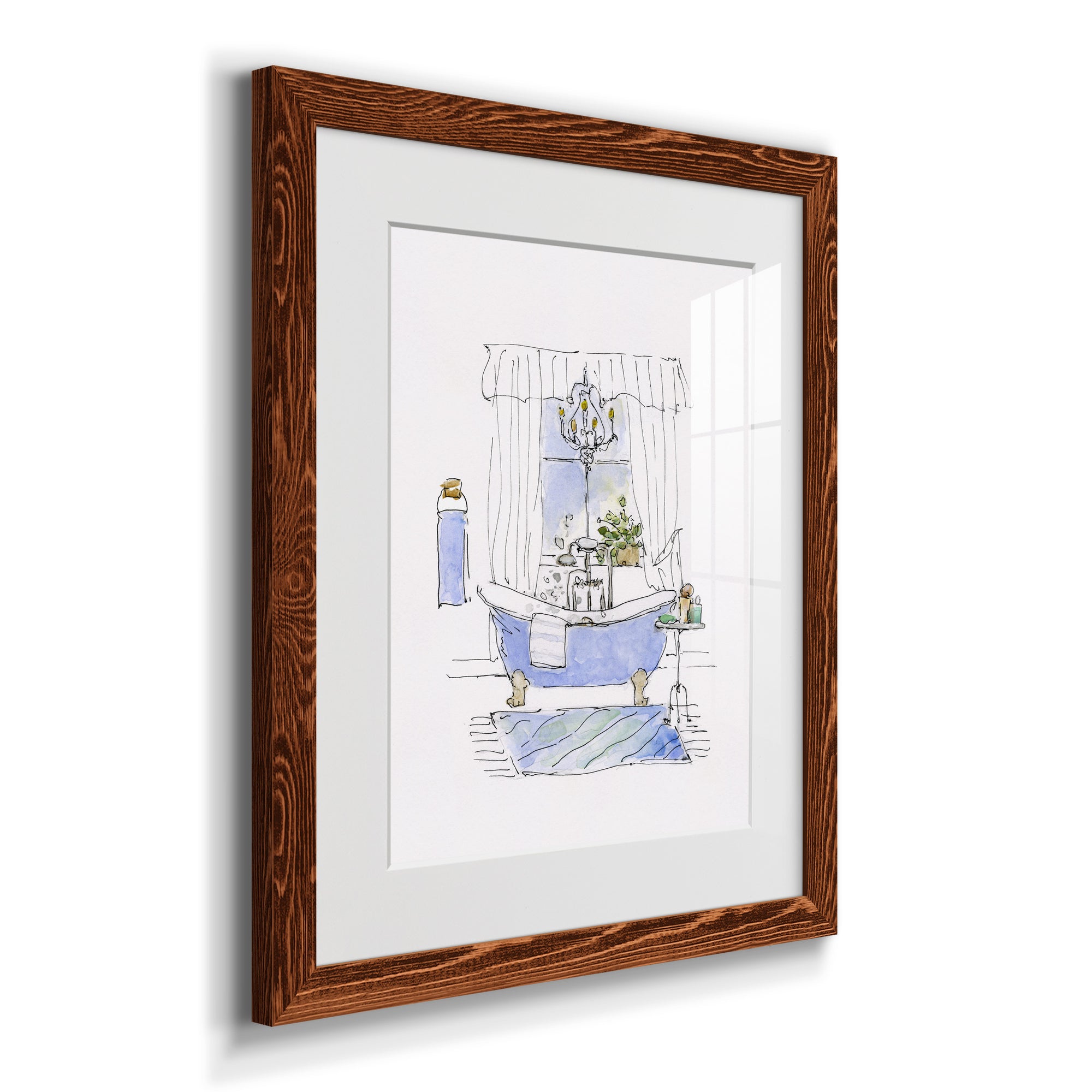 Sketchy Bath I - Premium Framed Print - Distressed Barnwood Frame - Ready to Hang