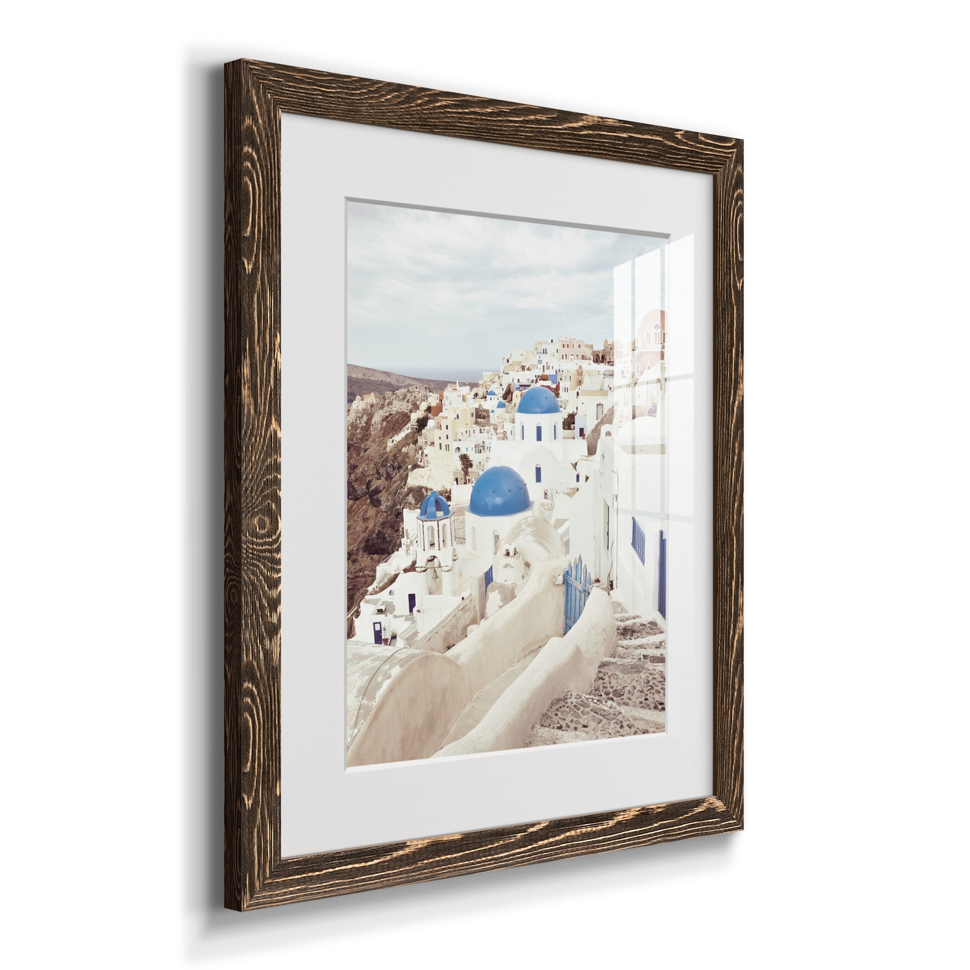 Santorini - Premium Framed Print - Distressed Barnwood Frame - Ready to Hang
