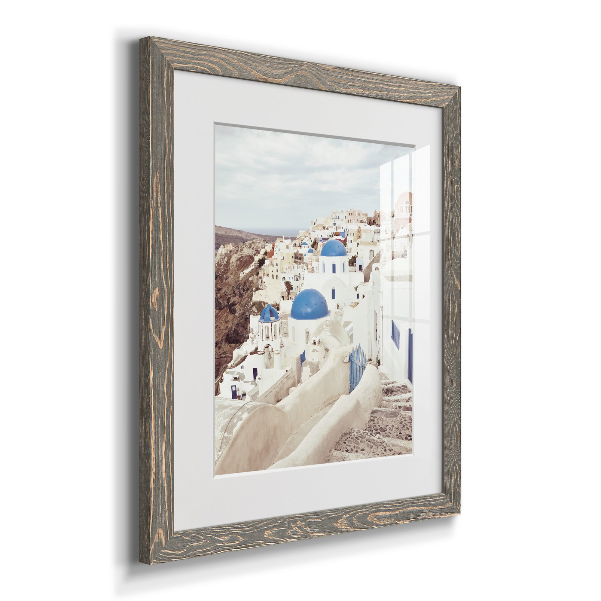 Santorini - Premium Framed Print - Distressed Barnwood Frame - Ready to Hang