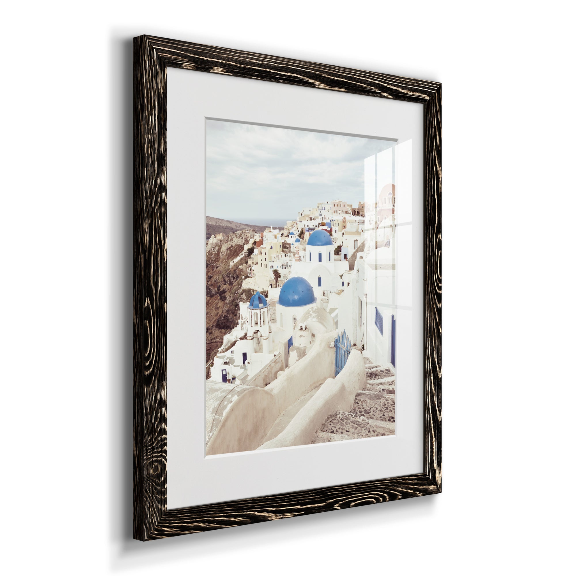 Santorini - Premium Framed Print - Distressed Barnwood Frame - Ready to Hang