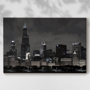 Gloomy Chicago at night - Gallery Wrapped Canvas