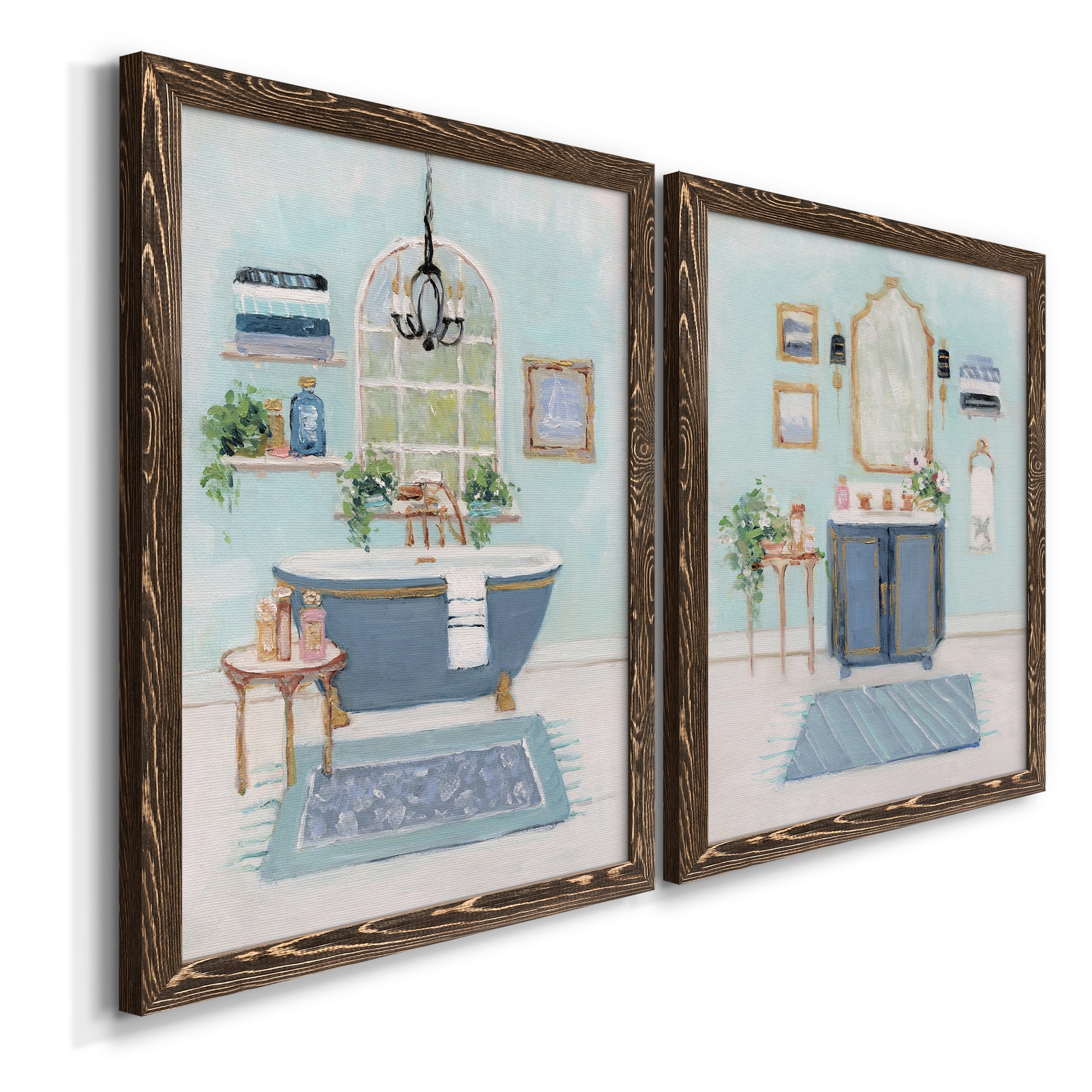Blue Bath I- Premium Framed Canvas in Barnwood - Ready to Hang