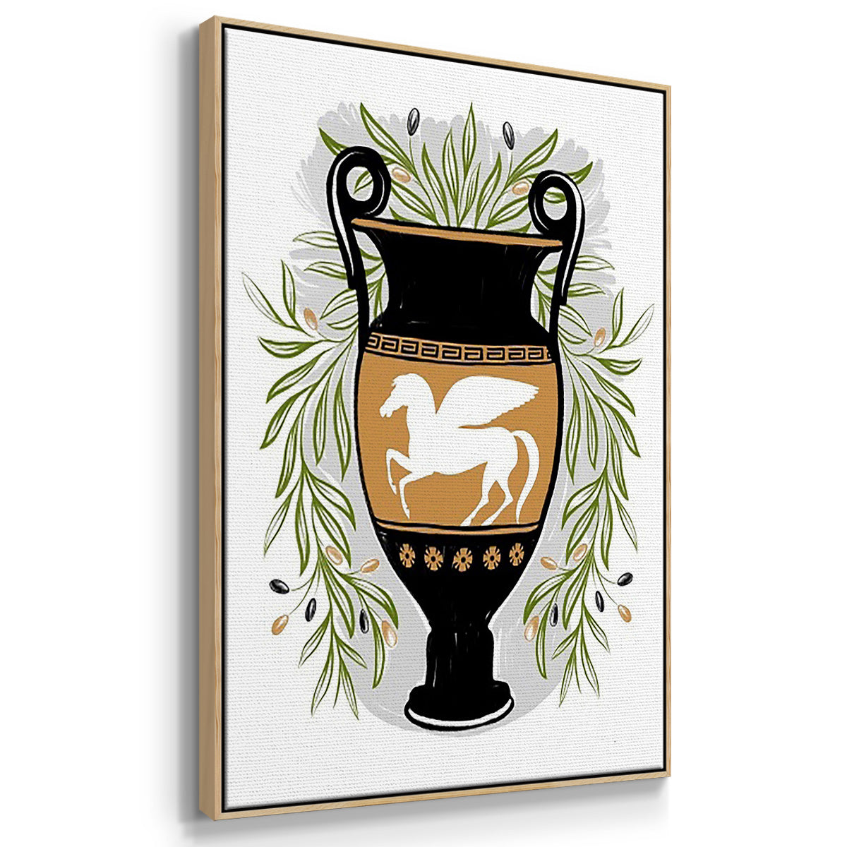 Greek Vases I - Framed Premium Gallery Wrapped Canvas L Frame 3 Piece Set - Ready to Hang