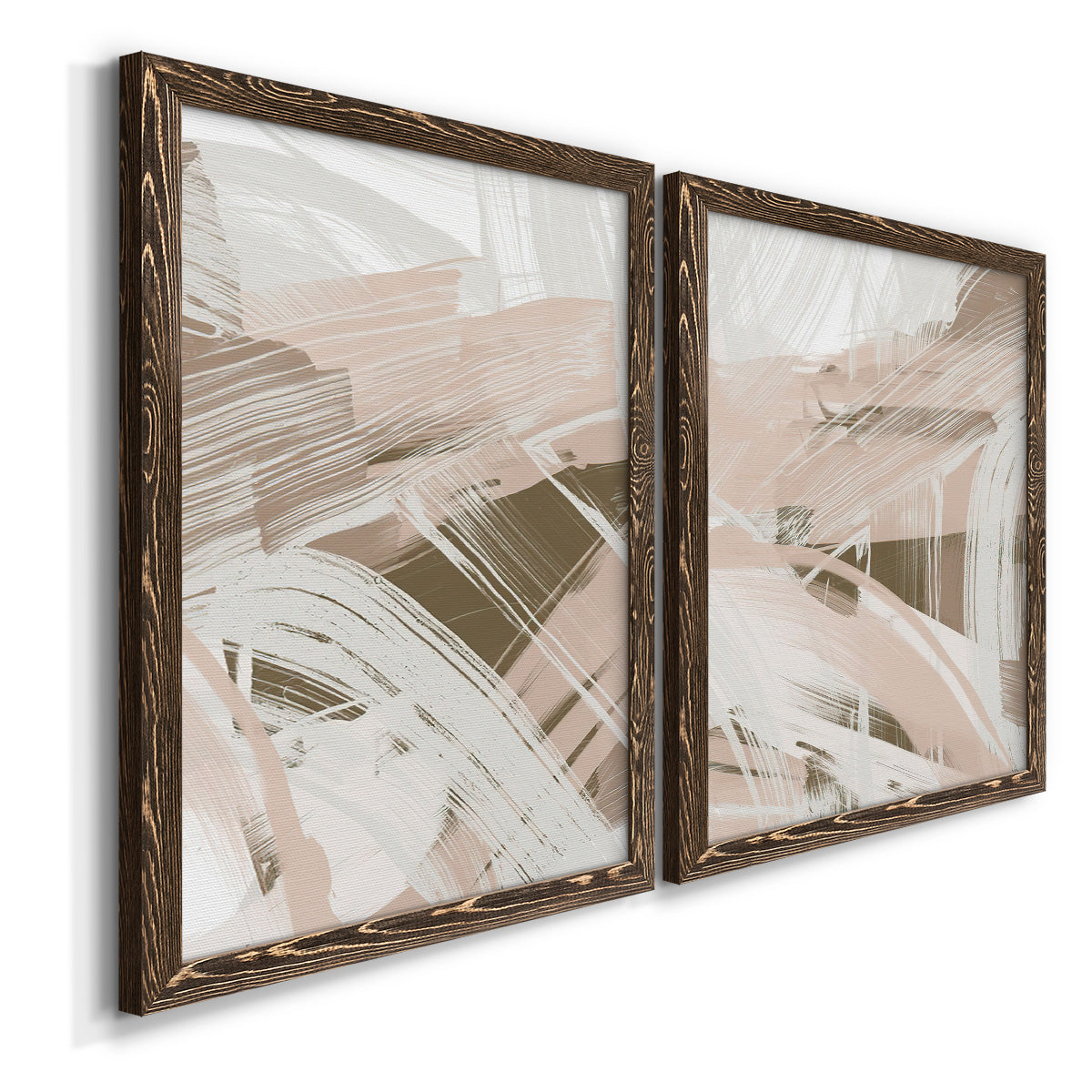 Earthtone Swipe I - Premium Framed Canvas 2 Piece Set - Ready to Hang