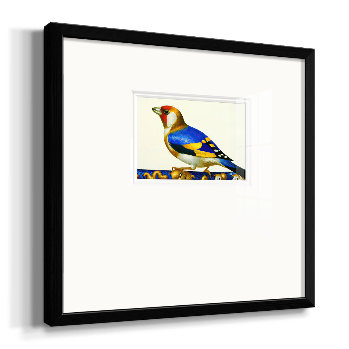 Blue Gold Finch Premium Framed Print Double Matboard