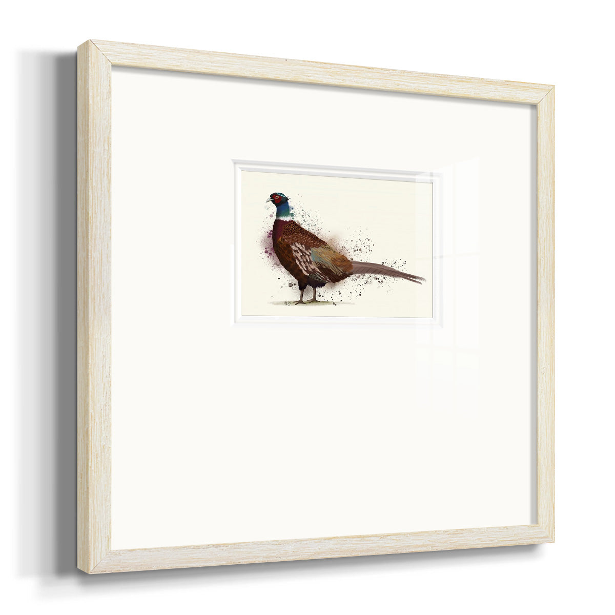 Pheasant Splash 1 Premium Framed Print Double Matboard