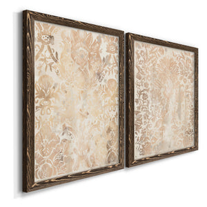 Walnut Damask III - Premium Framed Canvas 2 Piece Set - Ready to Hang