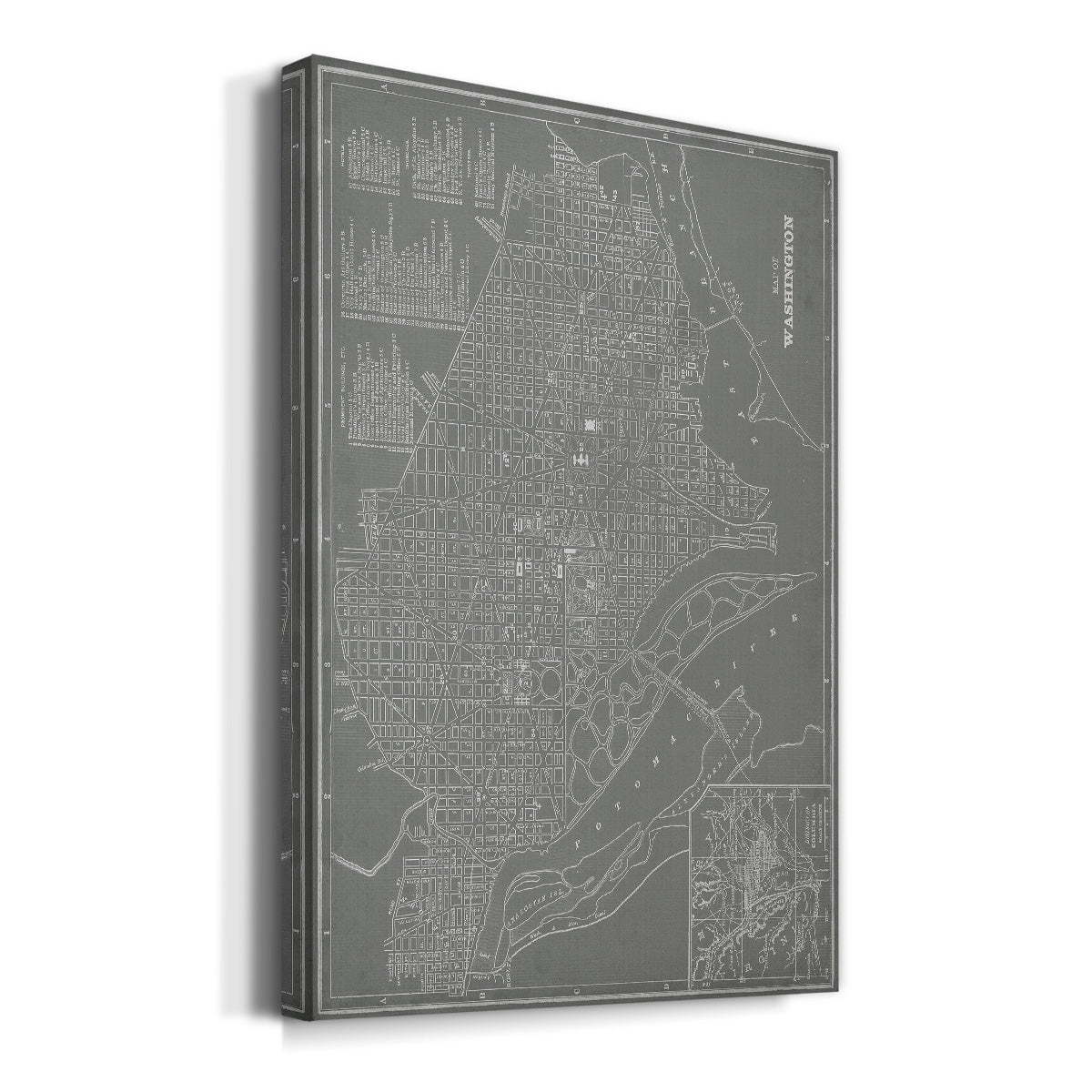 City Map of Washington  D.C. Premium Gallery Wrapped Canvas - Ready to Hang
