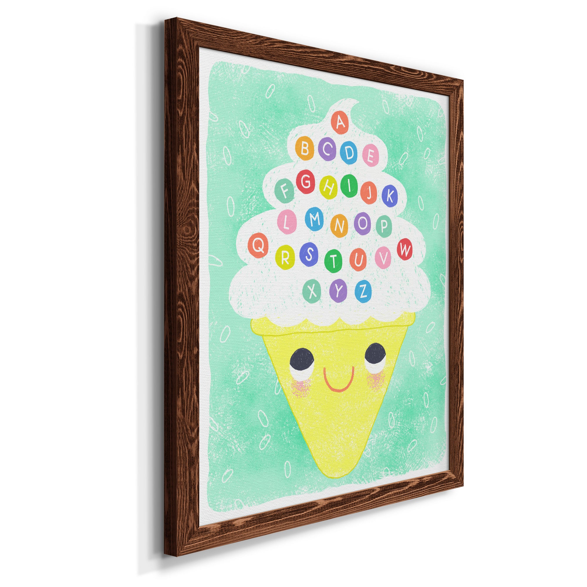 Ice Cream Alphabet - Premium Canvas Framed in Barnwood - Ready to Hang