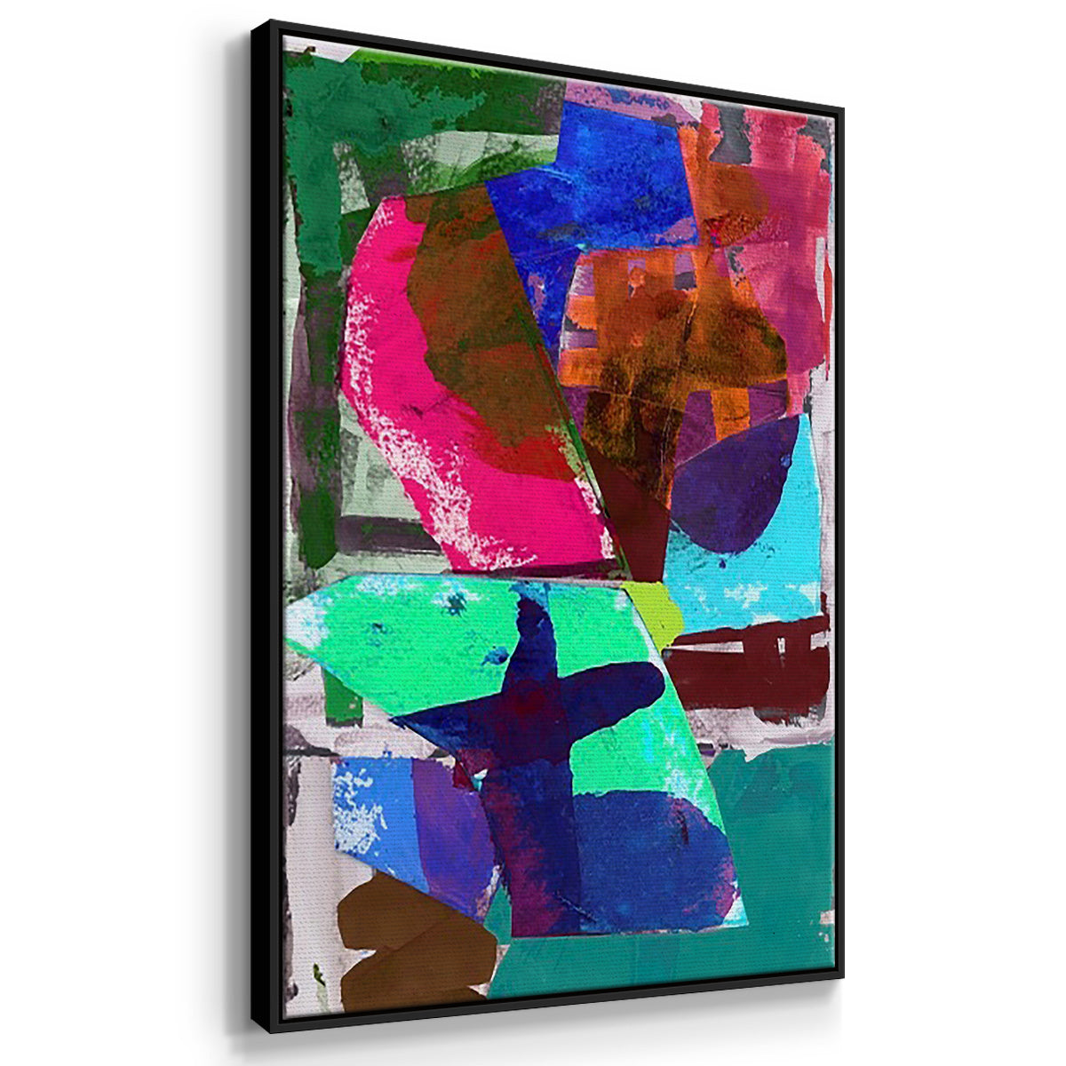 Brights Strokes I - Framed Premium Gallery Wrapped Canvas L Frame 3 Piece Set - Ready to Hang