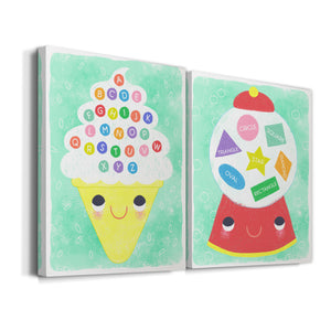 Ice Cream Alphabet Premium Gallery Wrapped Canvas - Ready to Hang - Set of 2 - 8 x 12 Each