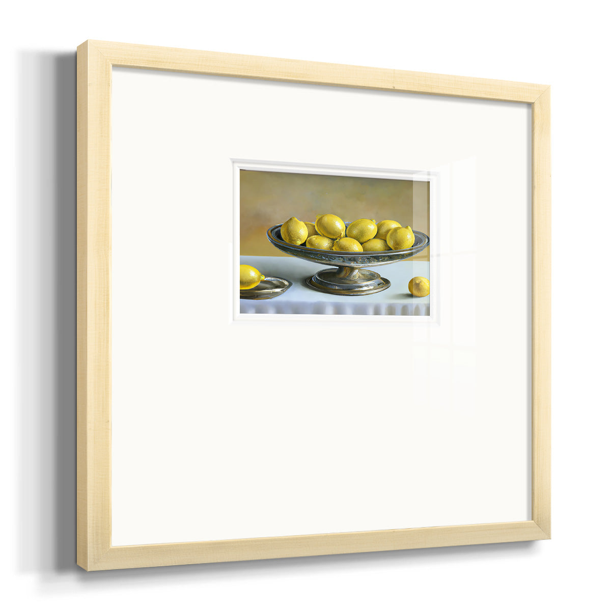 Silver Lemons Premium Framed Print Double Matboard