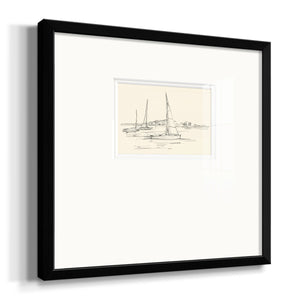Coastal Contour Sketch I Premium Framed Print Double Matboard