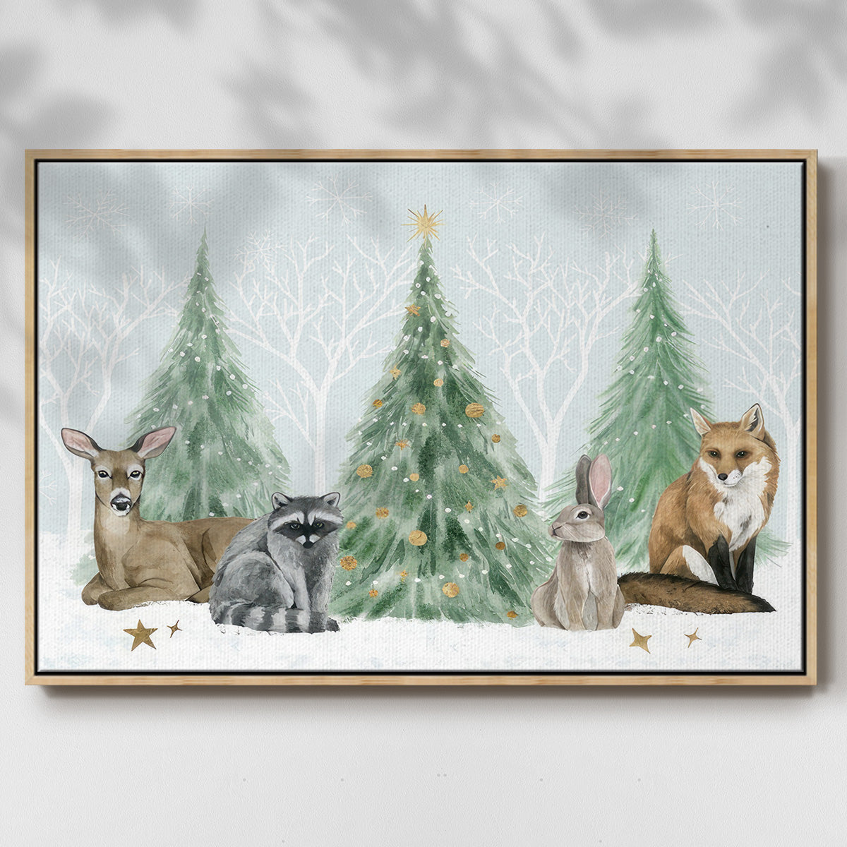 Christmas in the Forest Collection A - Framed Gallery Wrapped Canvas in Floating Frame