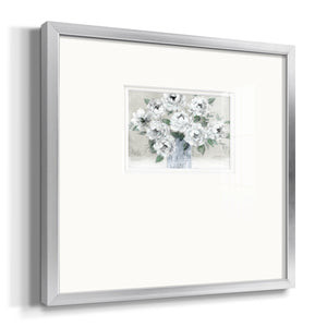 Tender White Roses Premium Framed Print Double Matboard