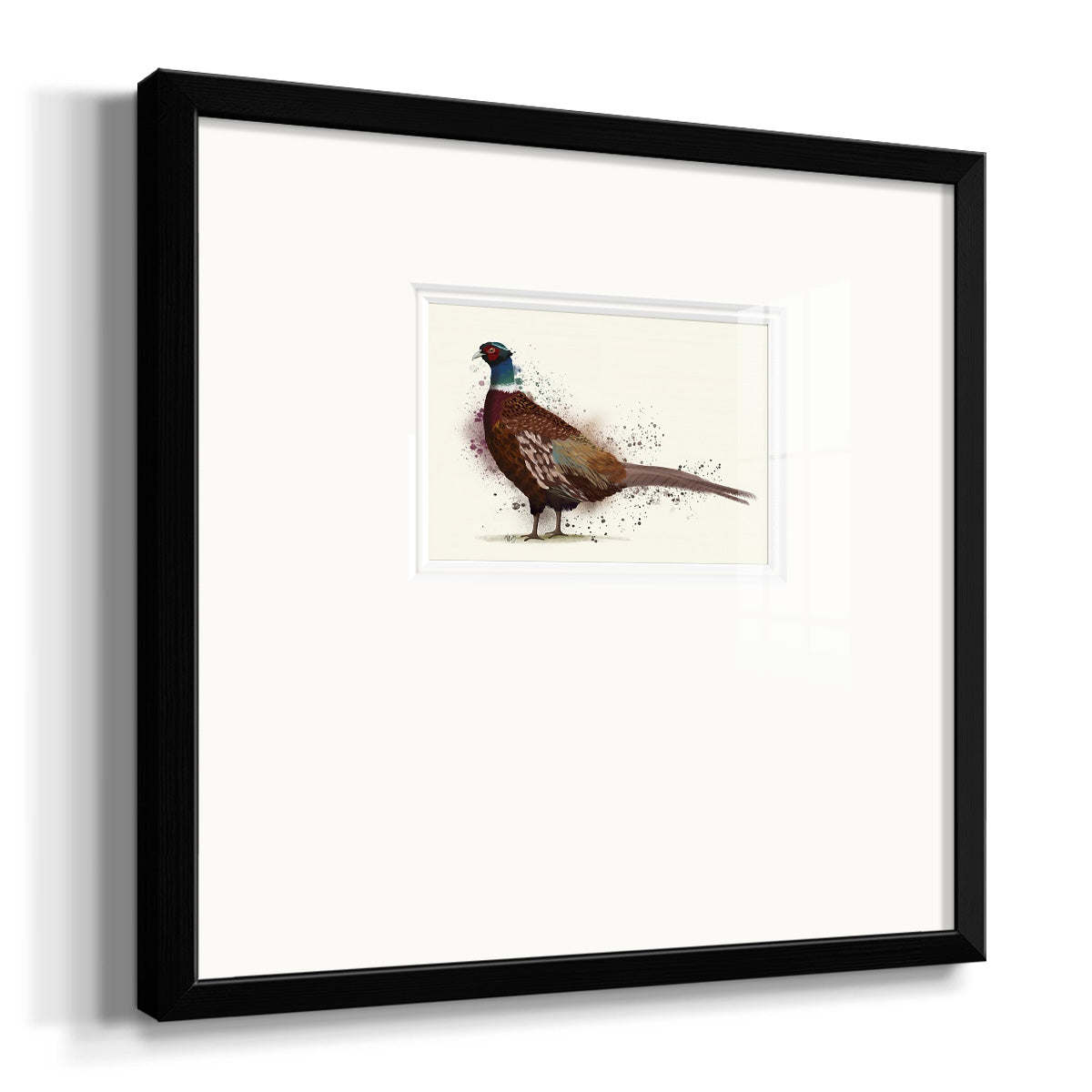 Pheasant Splash 1 Premium Framed Print Double Matboard