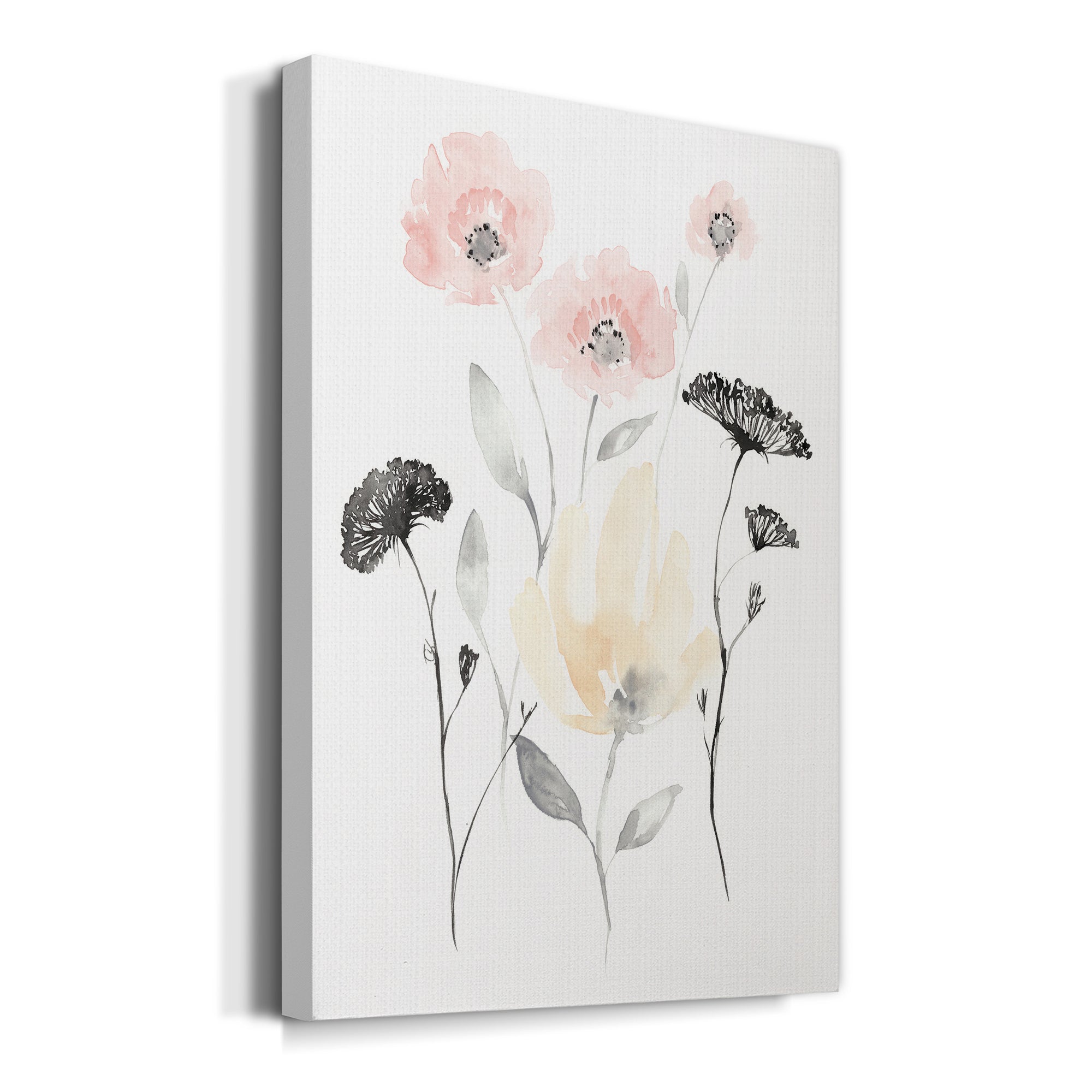 Blush & Black Wildflowers I Premium Gallery Wrapped Canvas - Ready to Hang