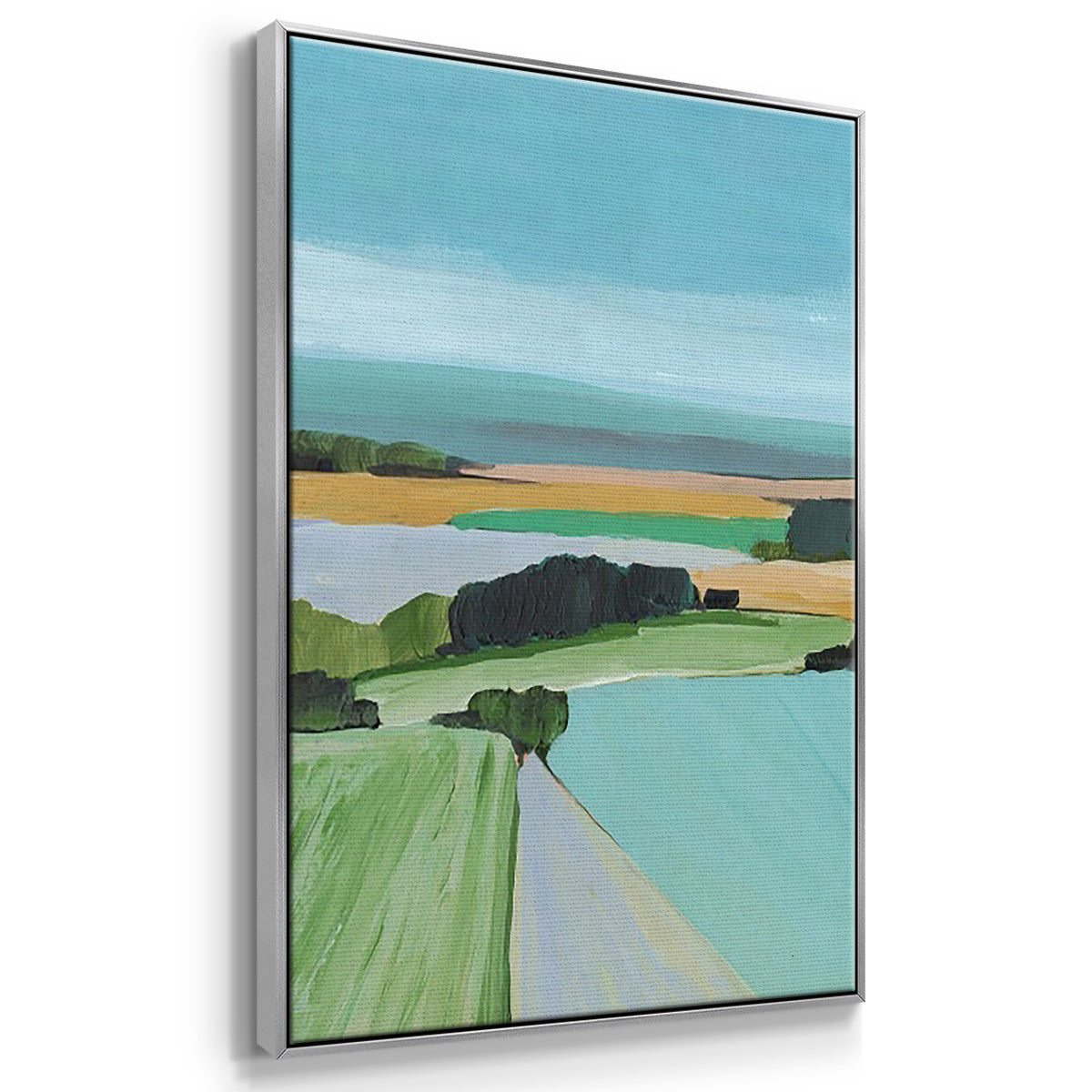 Bright Colored Countryside I - Framed Premium Gallery Wrapped Canvas L Frame 3 Piece Set - Ready to Hang