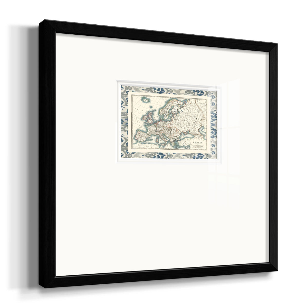 Bordered Map of Europe Premium Framed Print Double Matboard