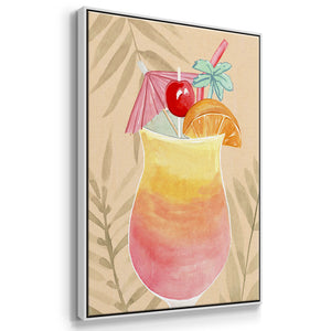 Tropical Cocktail I - Framed Premium Gallery Wrapped Canvas L Frame 3 Piece Set - Ready to Hang