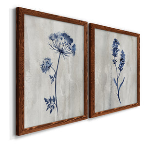 Indigo Botanical I - Premium Framed Canvas 2 Piece Set - Ready to Hang