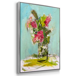 TURQUOISE LILLY - Framed Premium Gallery Wrapped Canvas L Frame - Ready to Hang