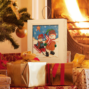 Snowmen Sledding, Handmade Ornament