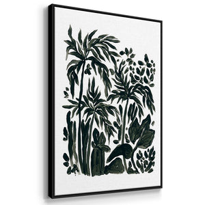 Ink Jungle I - Framed Premium Gallery Wrapped Canvas L Frame 3 Piece Set - Ready to Hang