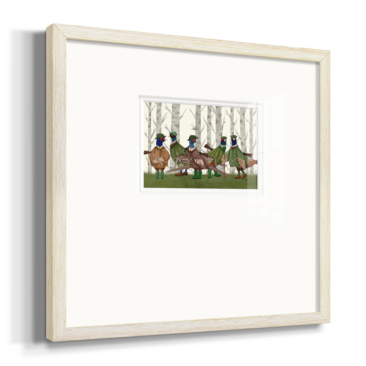 Pheasant Shooting Party Group 3 Premium Framed Print Double Matboard