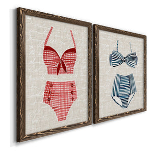 Vintage Swimming III - Premium Framed Canvas 2 Piece Set - Ready to Hang