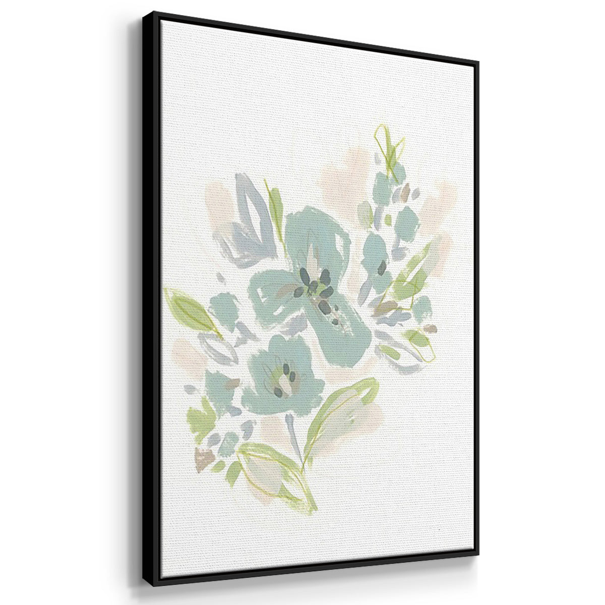 Seafoam Petals I - Framed Premium Gallery Wrapped Canvas L Frame 3 Piece Set - Ready to Hang