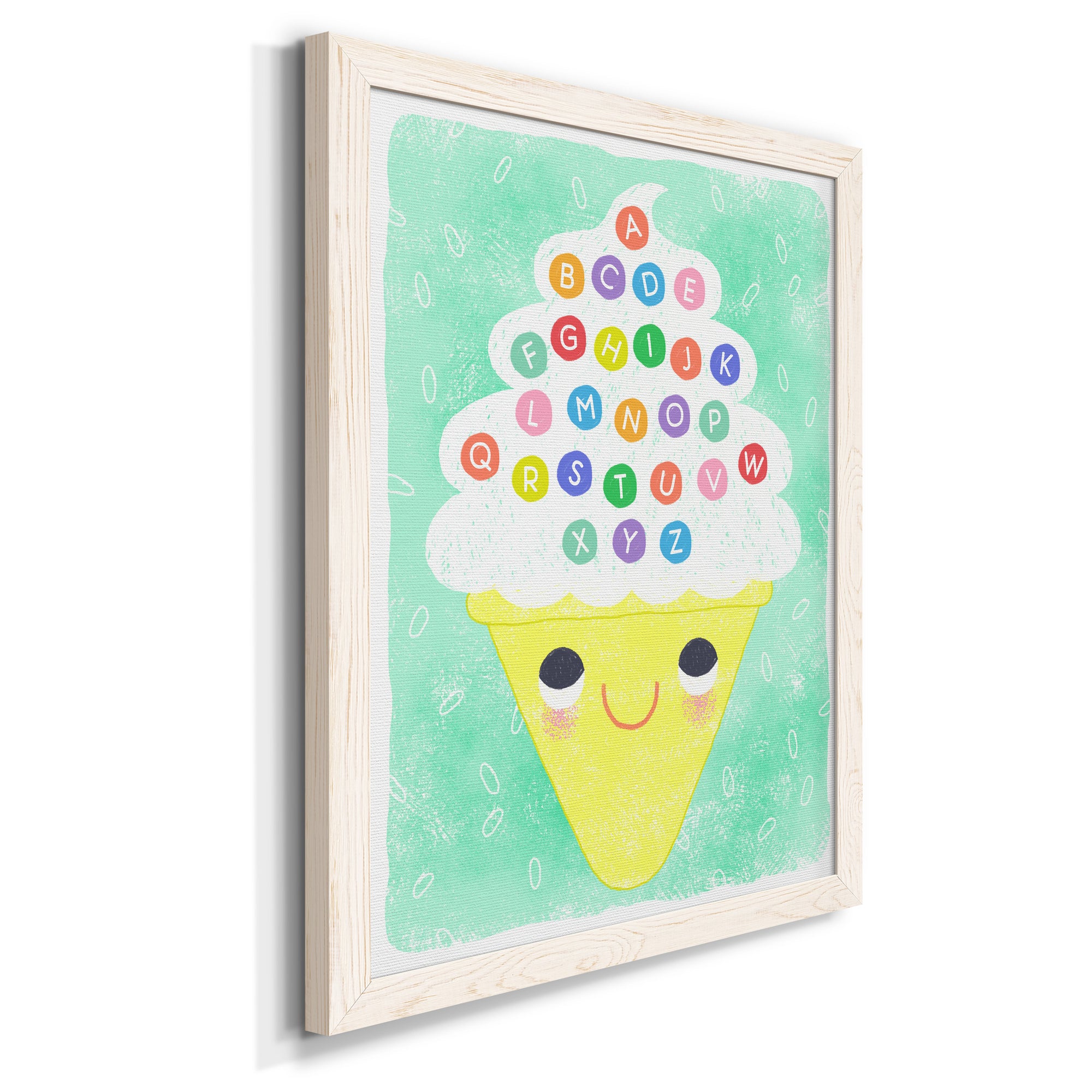 Ice Cream Alphabet - Premium Canvas Framed in Barnwood - Ready to Hang