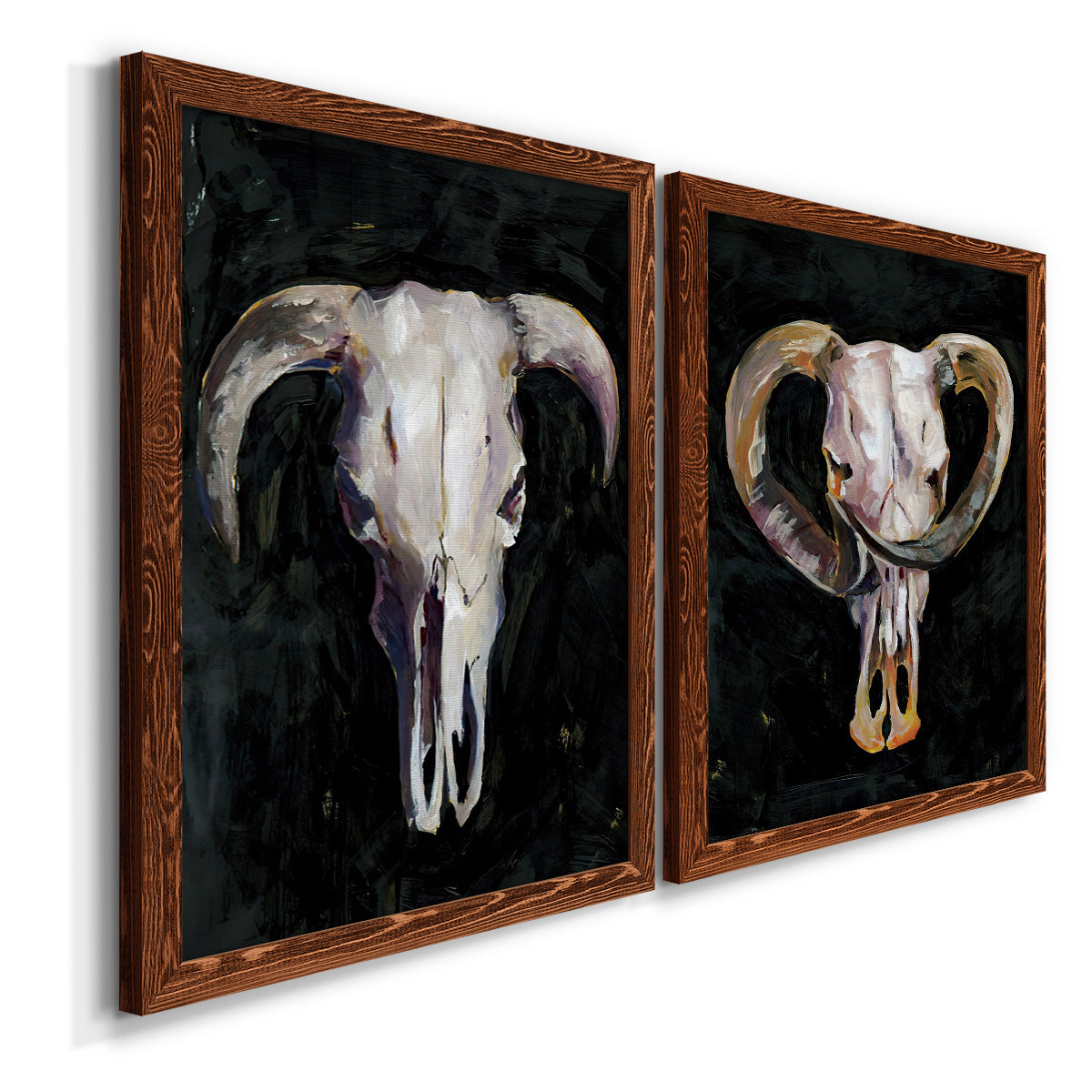 Horned Skull I - Premium Framed Canvas 2 Piece Set - Ready to Hang