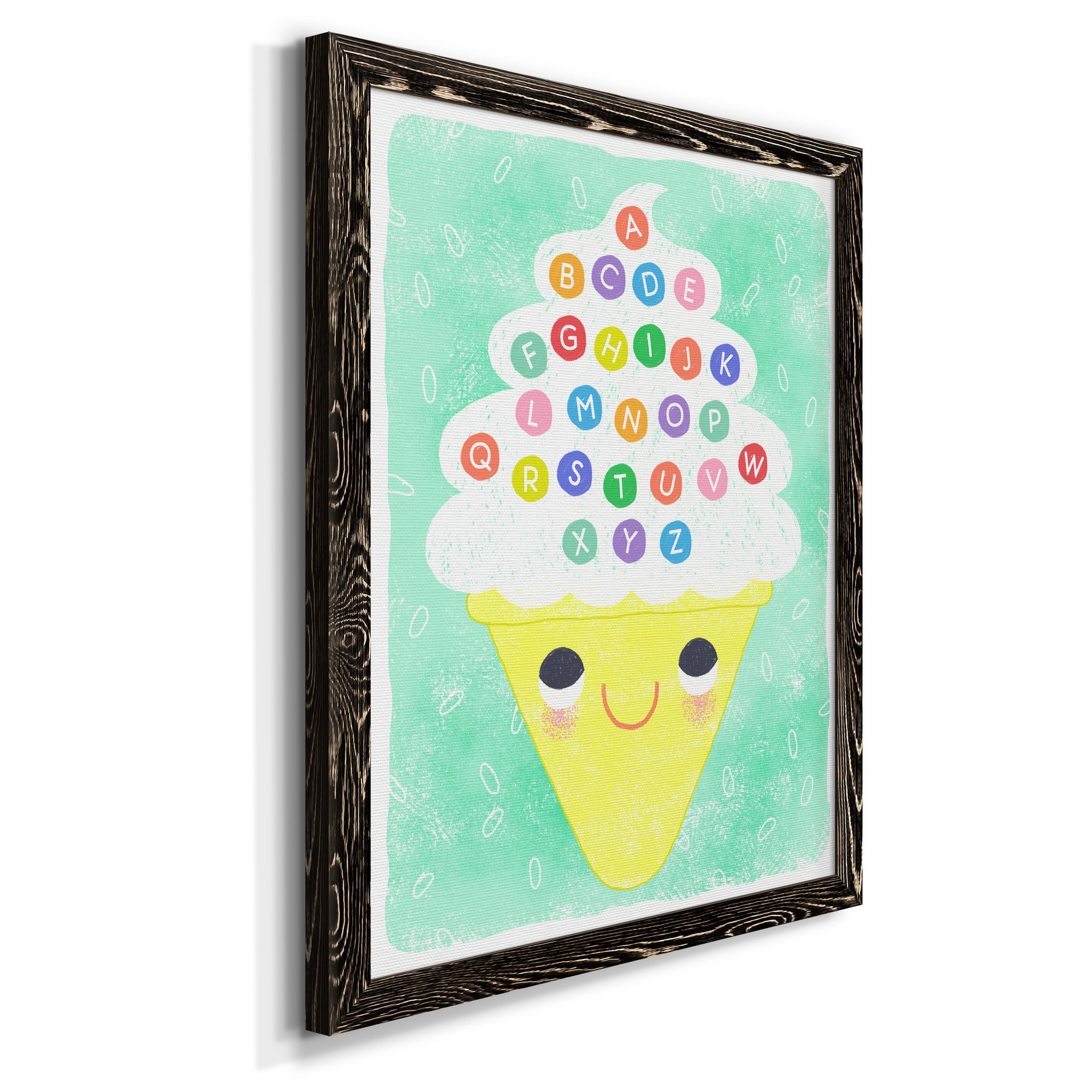 Ice Cream Alphabet - Premium Canvas Framed in Barnwood - Ready to Hang