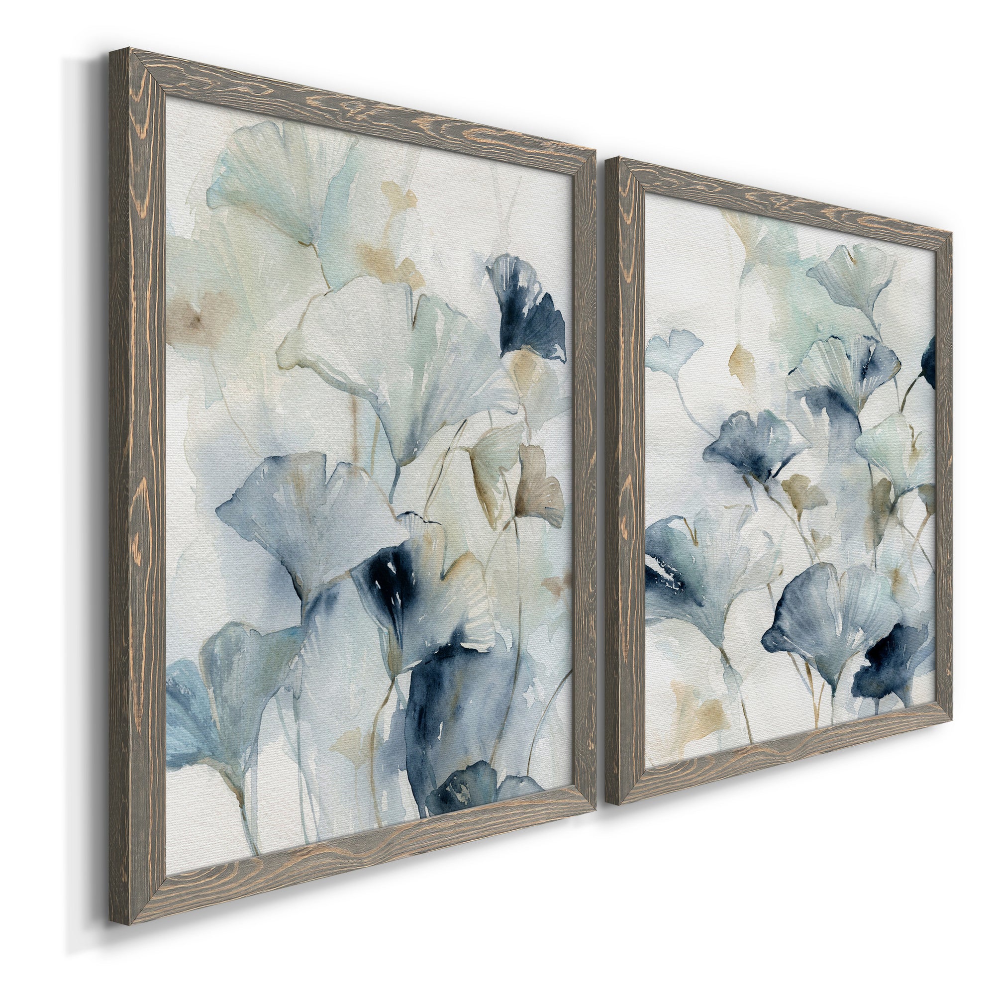 Indigo Ginkgo I- Premium Framed Canvas in Barnwood - Ready to Hang