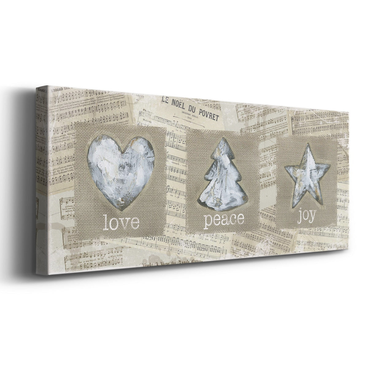 Burlap Music Ornaments Premium Gallery Wrapped Canvas - Ready to Hang