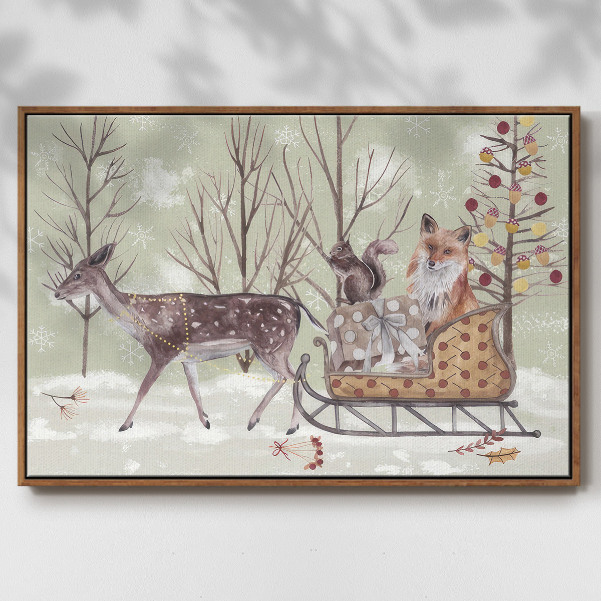 Christmas Time Collection A - Framed Gallery Wrapped Canvas in Floating Frame