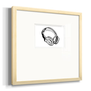 Headphones Sketch Premium Framed Print Double Matboard