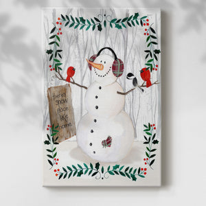Folk Snowman Forest II - Gallery Wrapped Canvas